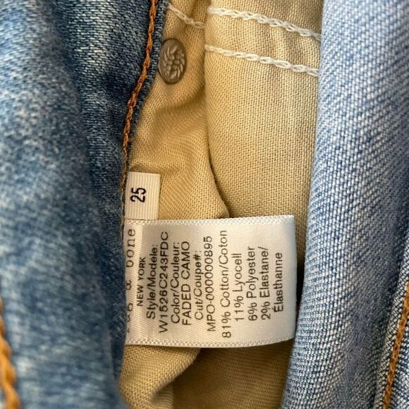 Rag & Bone Cate Mid-Rise Faded Camo Ankle Skinny Leg Jean 25 x 28 - Picture 10 of 10